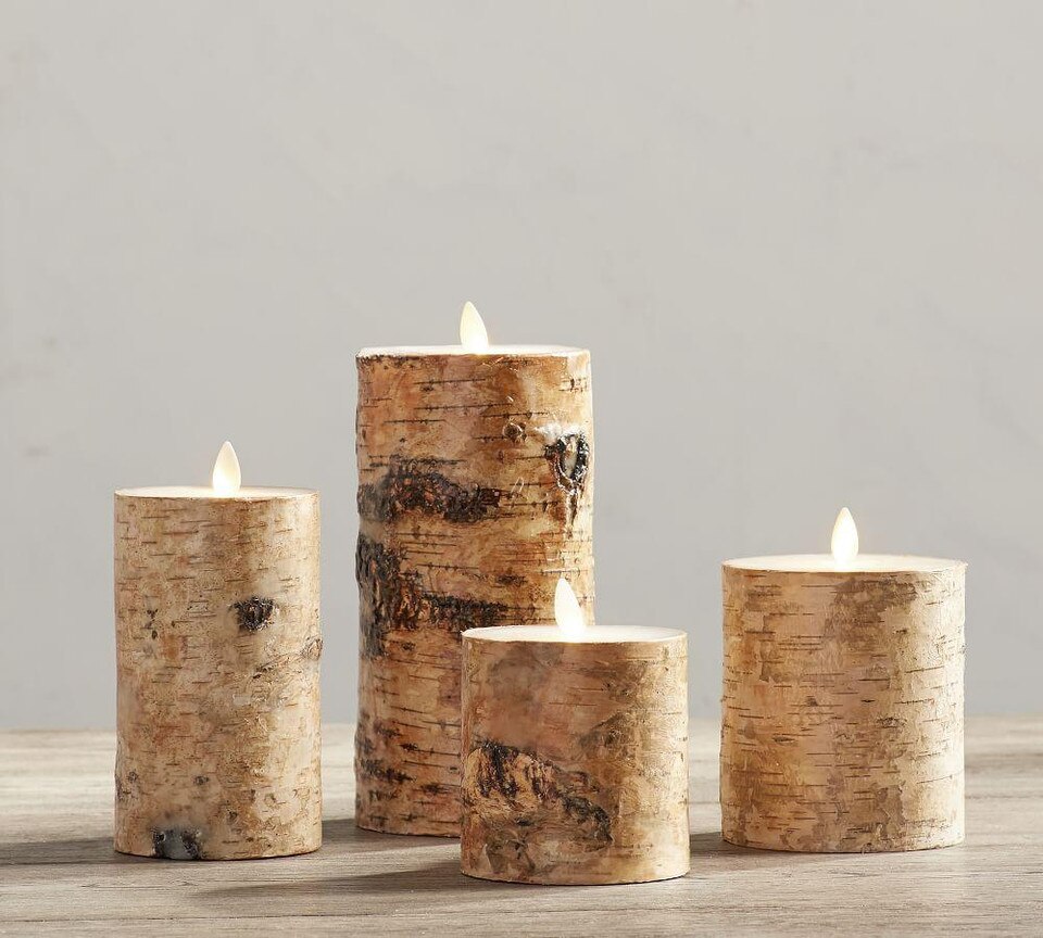 Premium Flicker Flameless Birch Wax Pillar Candle Pottery Barn Australia